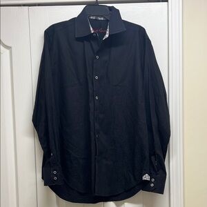 Robert Graham Paisley Patterned Men's Black Dress Shirt Size Medium